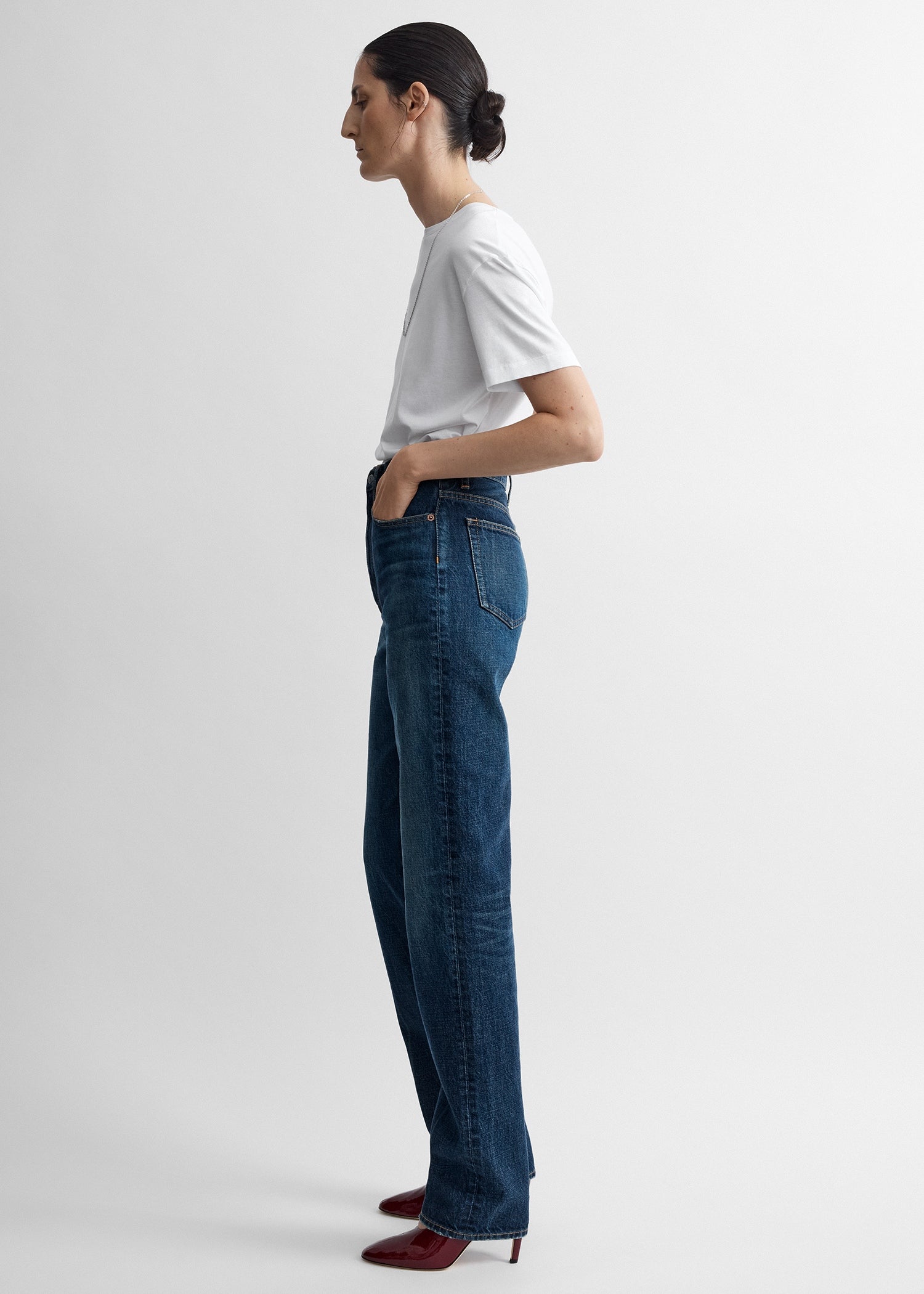 Classic slim denim full length faded blue