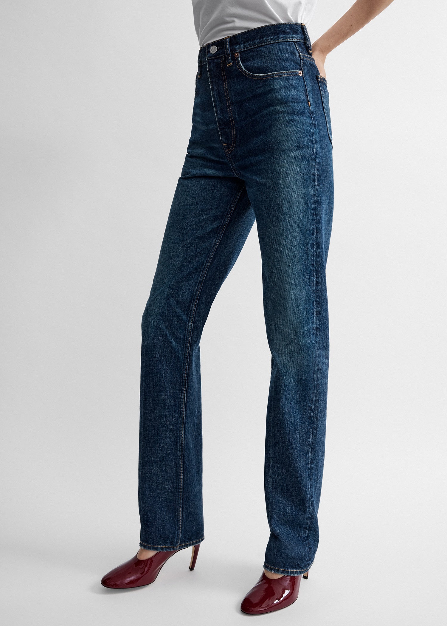 Classic slim denim full length faded blue