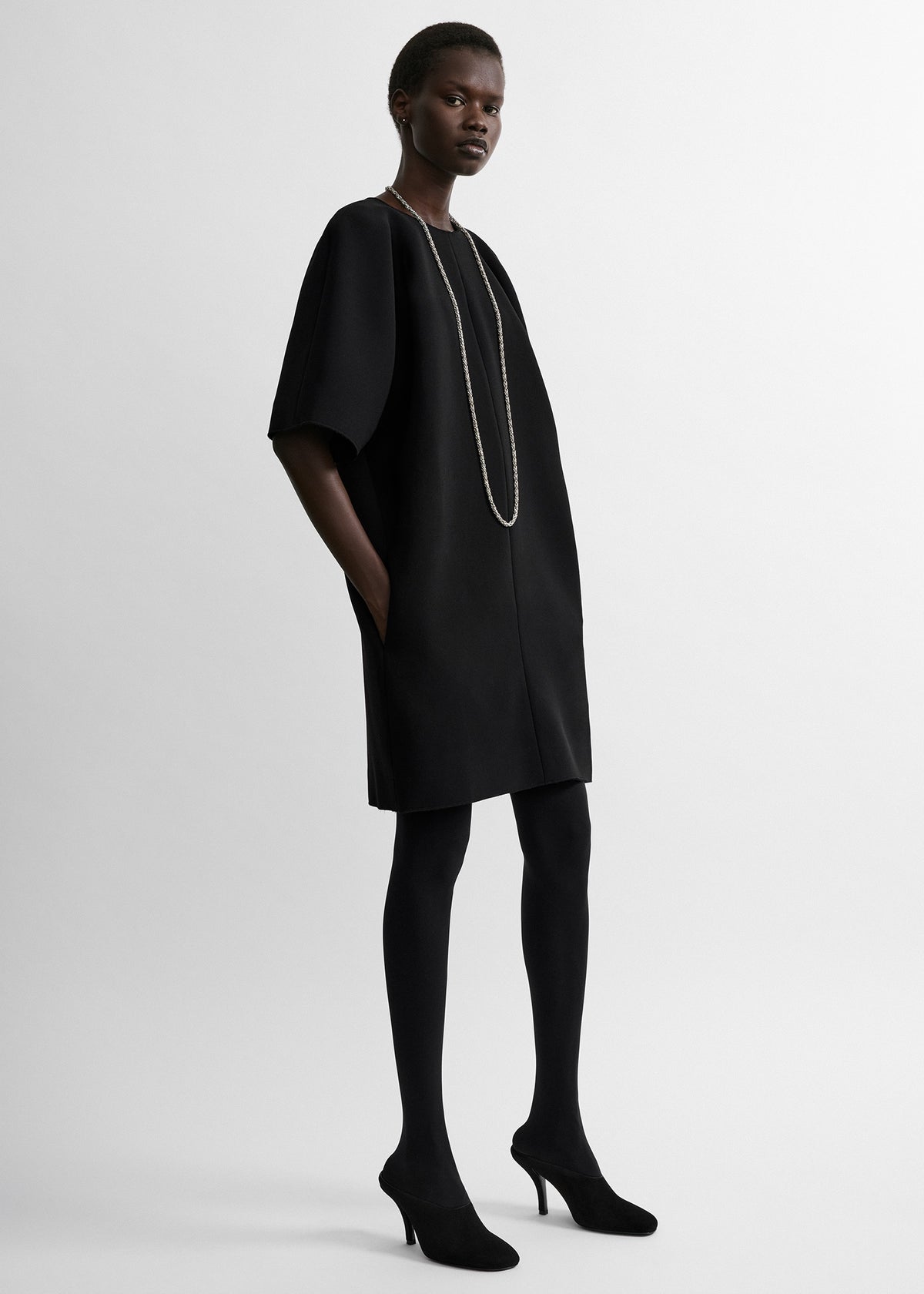 Cocoon crepe dress black