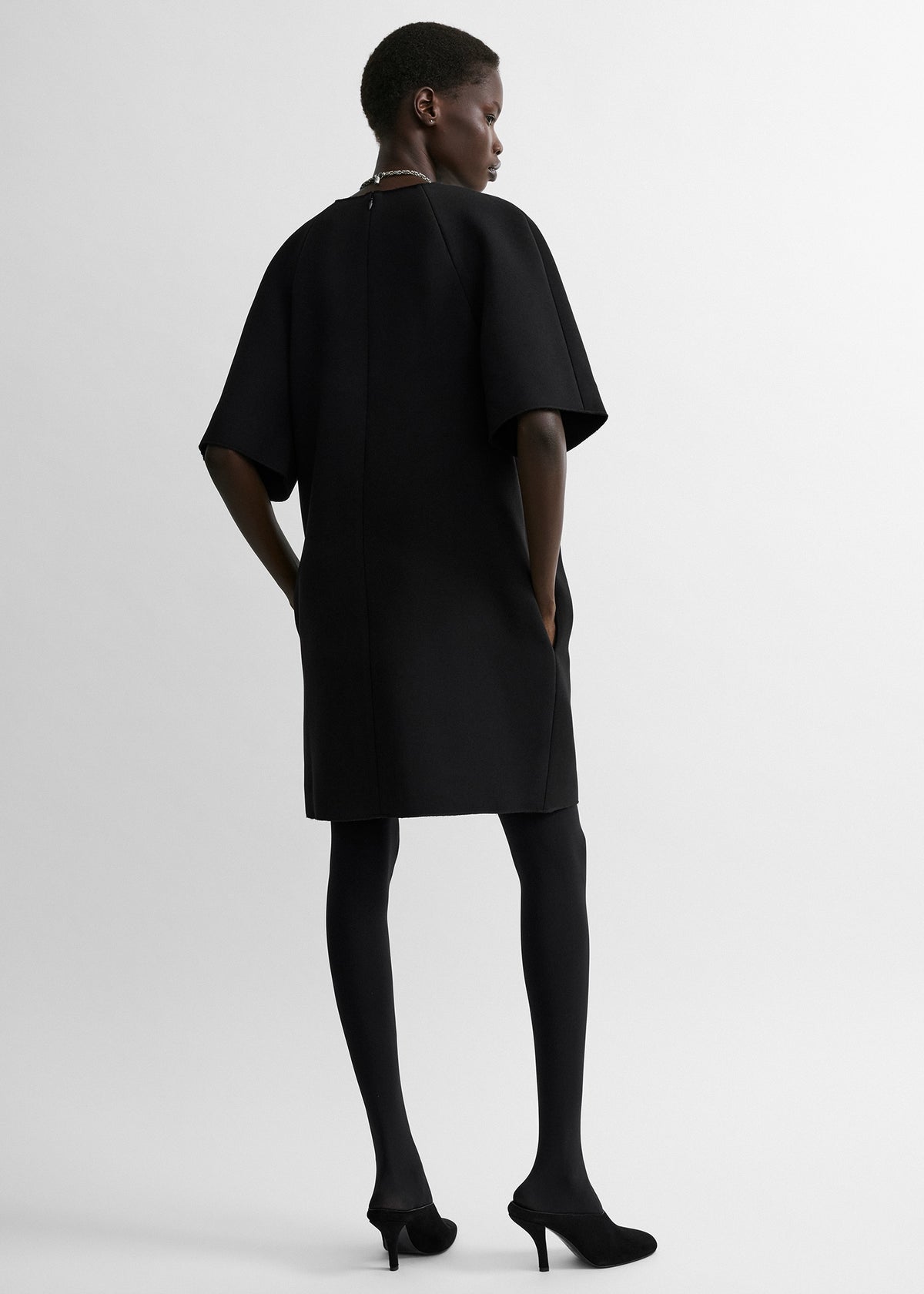 Cocoon crepe dress black