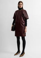Cocoon leather dress bordeaux