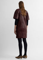 Cocoon leather dress bordeaux