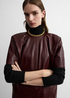 Cocoon leather dress bordeaux