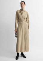 Slouch waist scarf dress fawn