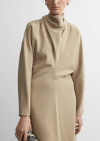 Slouch waist scarf dress fawn