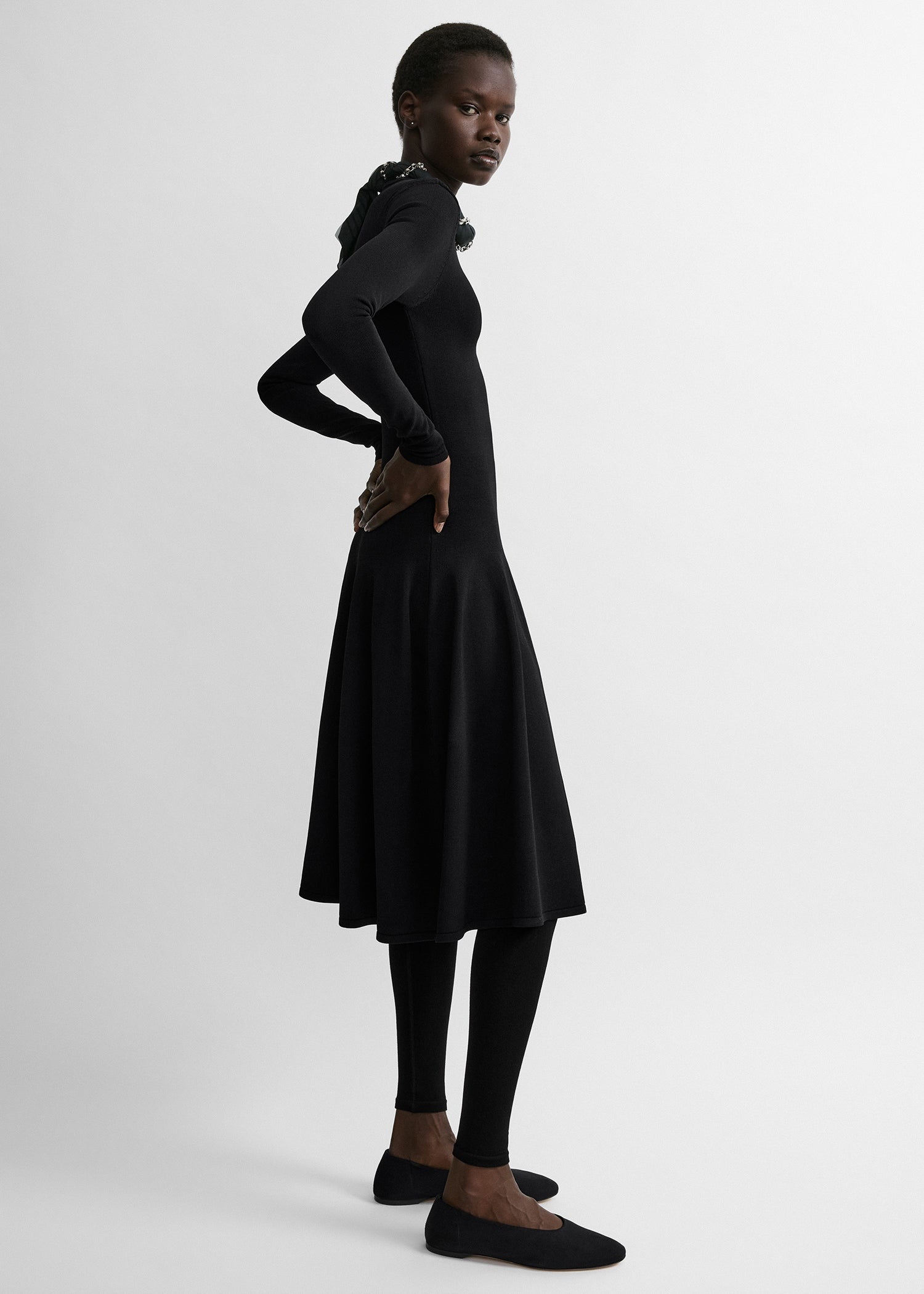Sculpted knit dress black