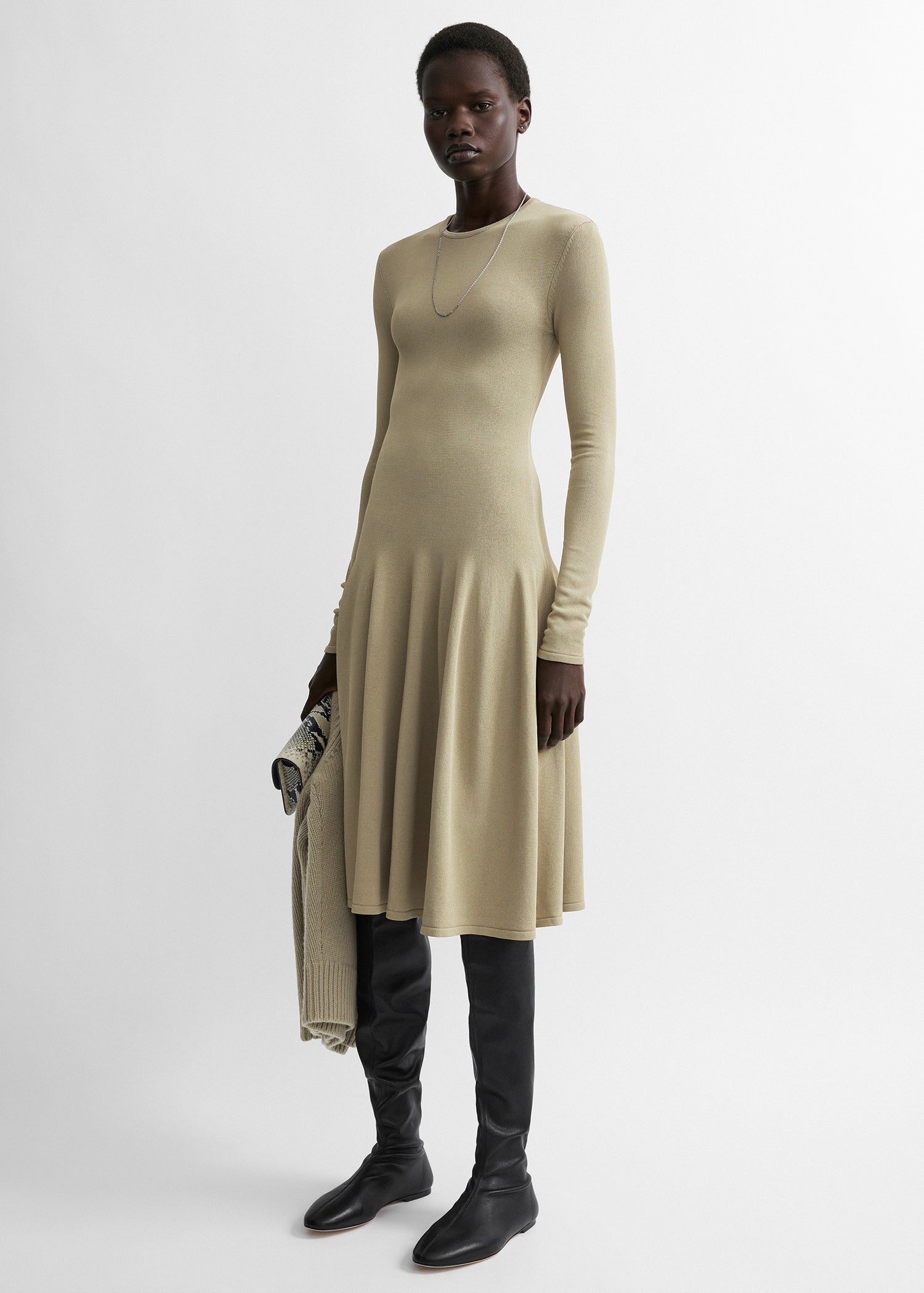 Sculpted knit dress sage