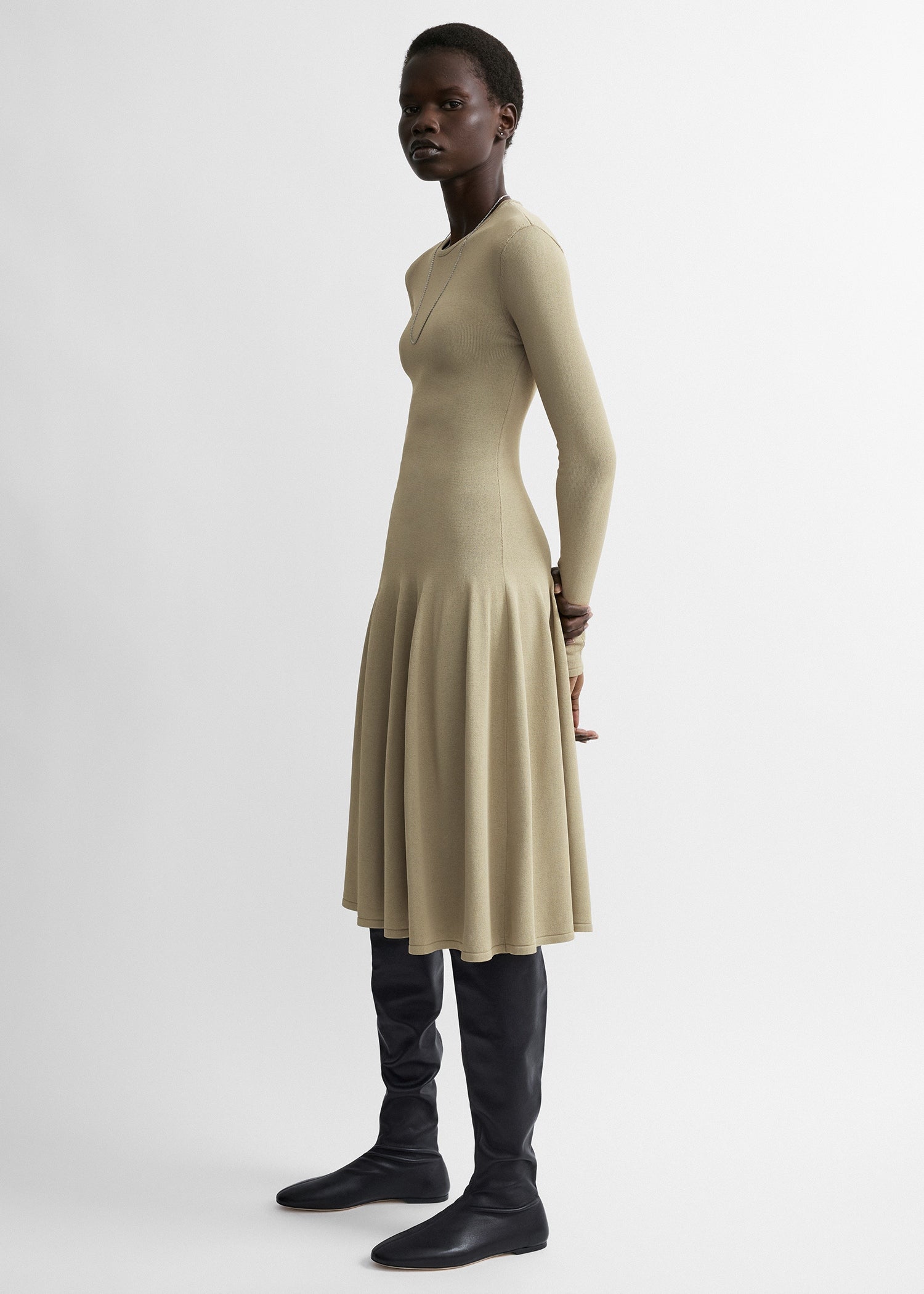 Sculpted knit dress sage