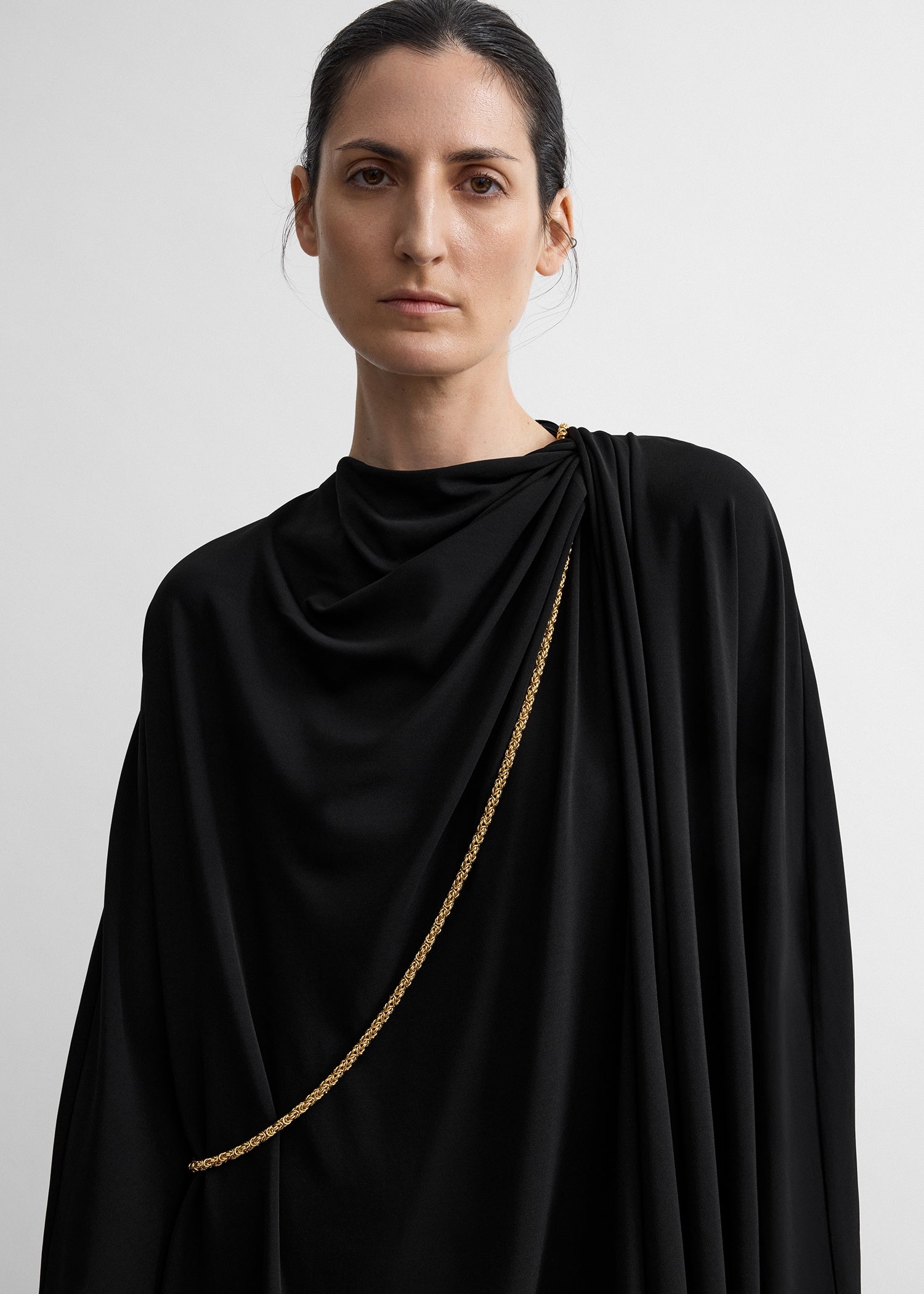 Asymmetric scarf dress black