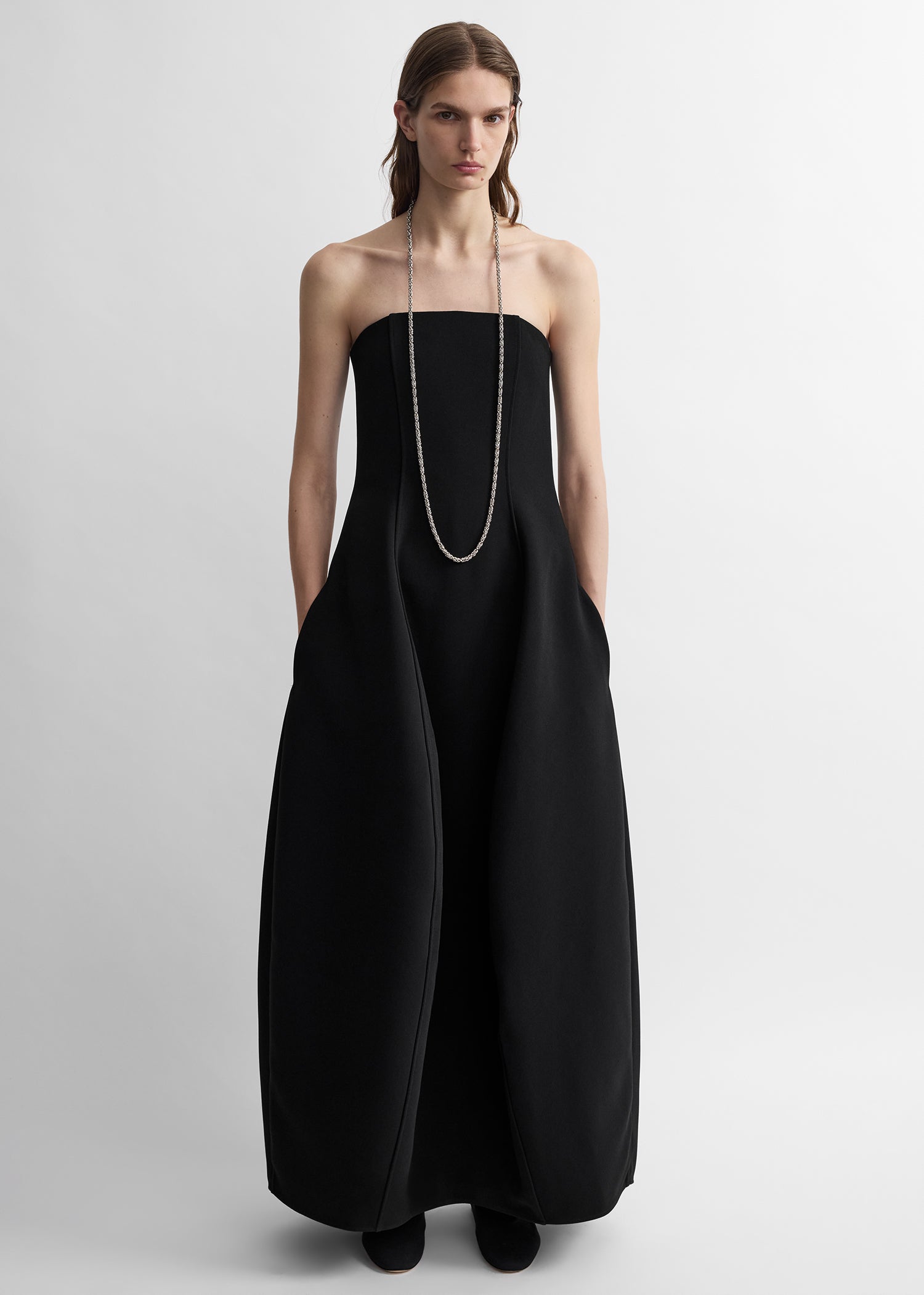 Strapless balloon dress washed black