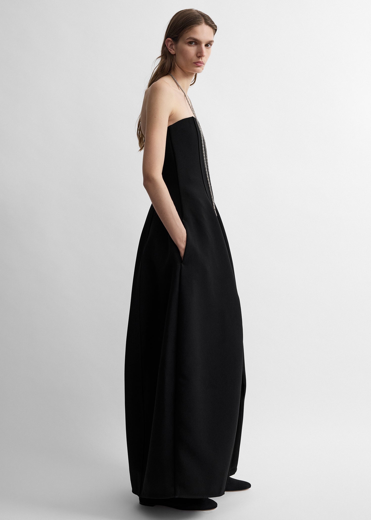 Strapless balloon dress washed black