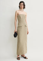 Strapless pocket dress beige