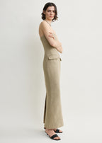 Strapless pocket dress beige