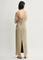 Strapless pocket dress beige