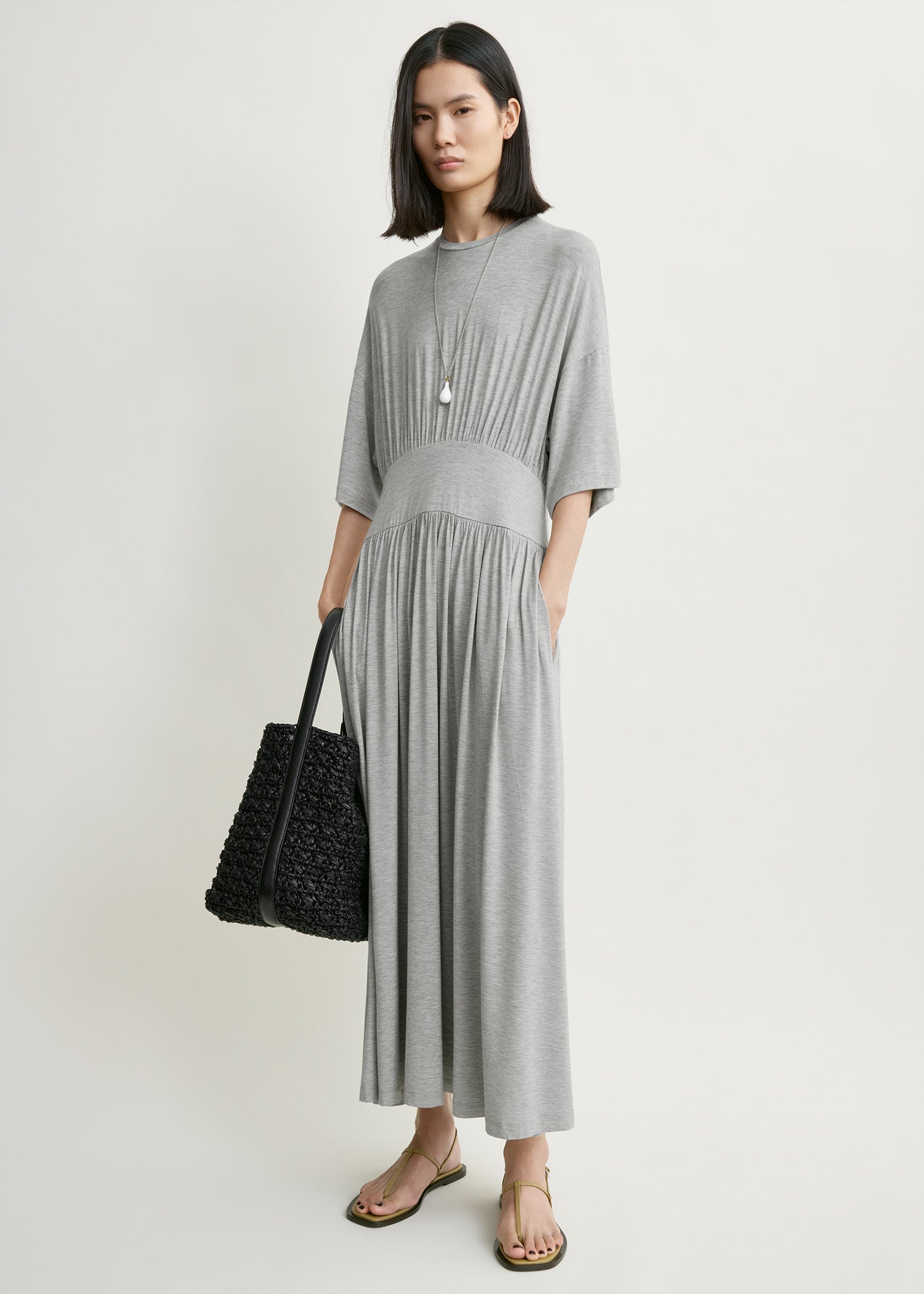 Jersey tee dress pale grey mélange