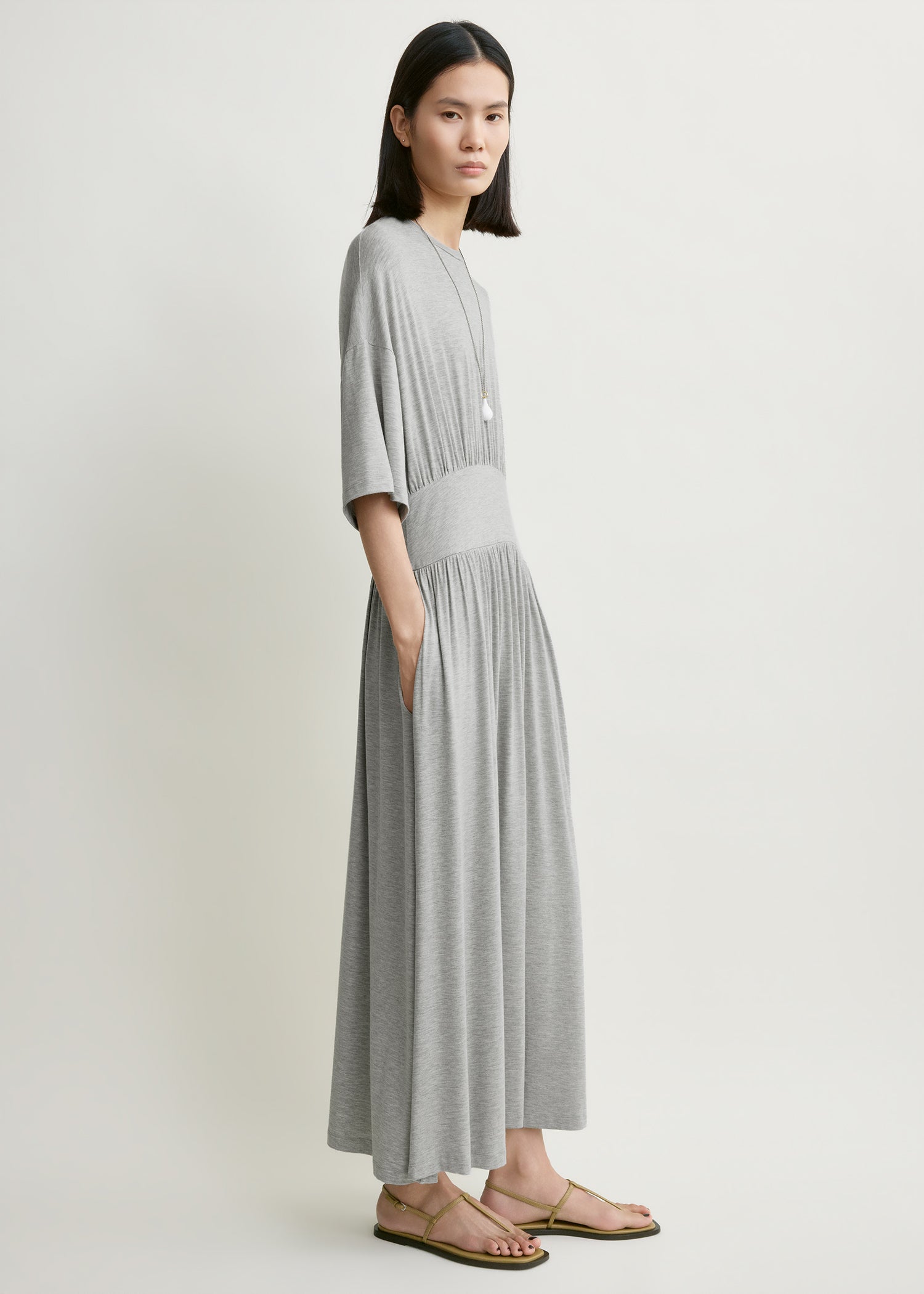 Jersey tee dress pale grey mélange