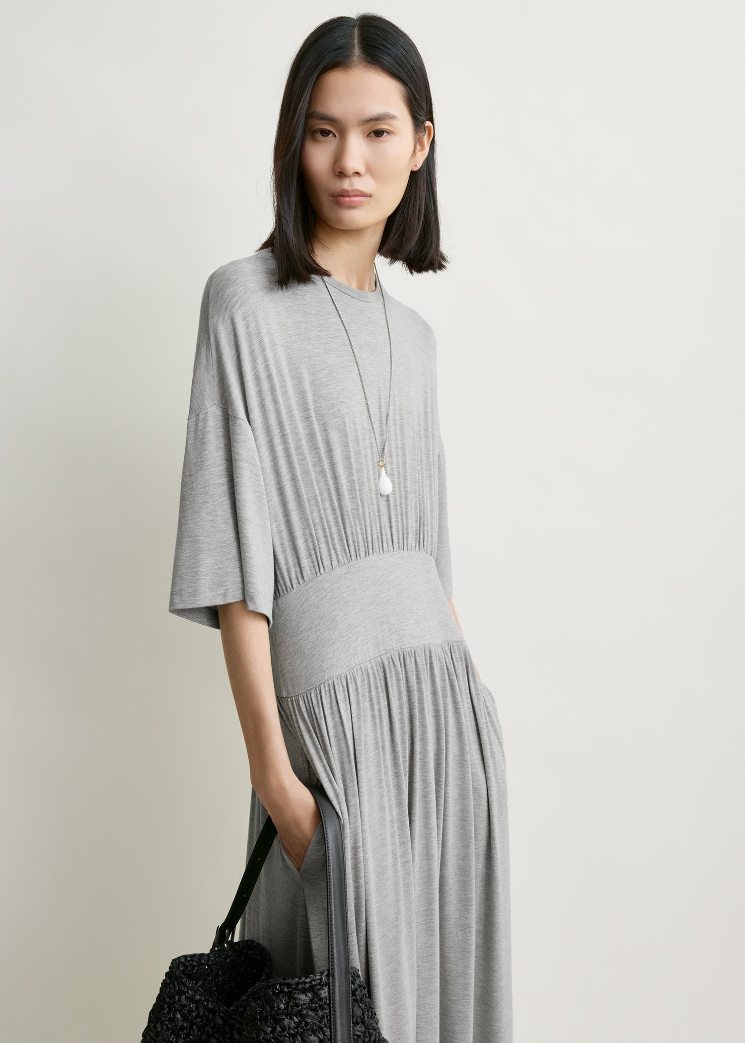 Jersey tee dress pale grey mélange