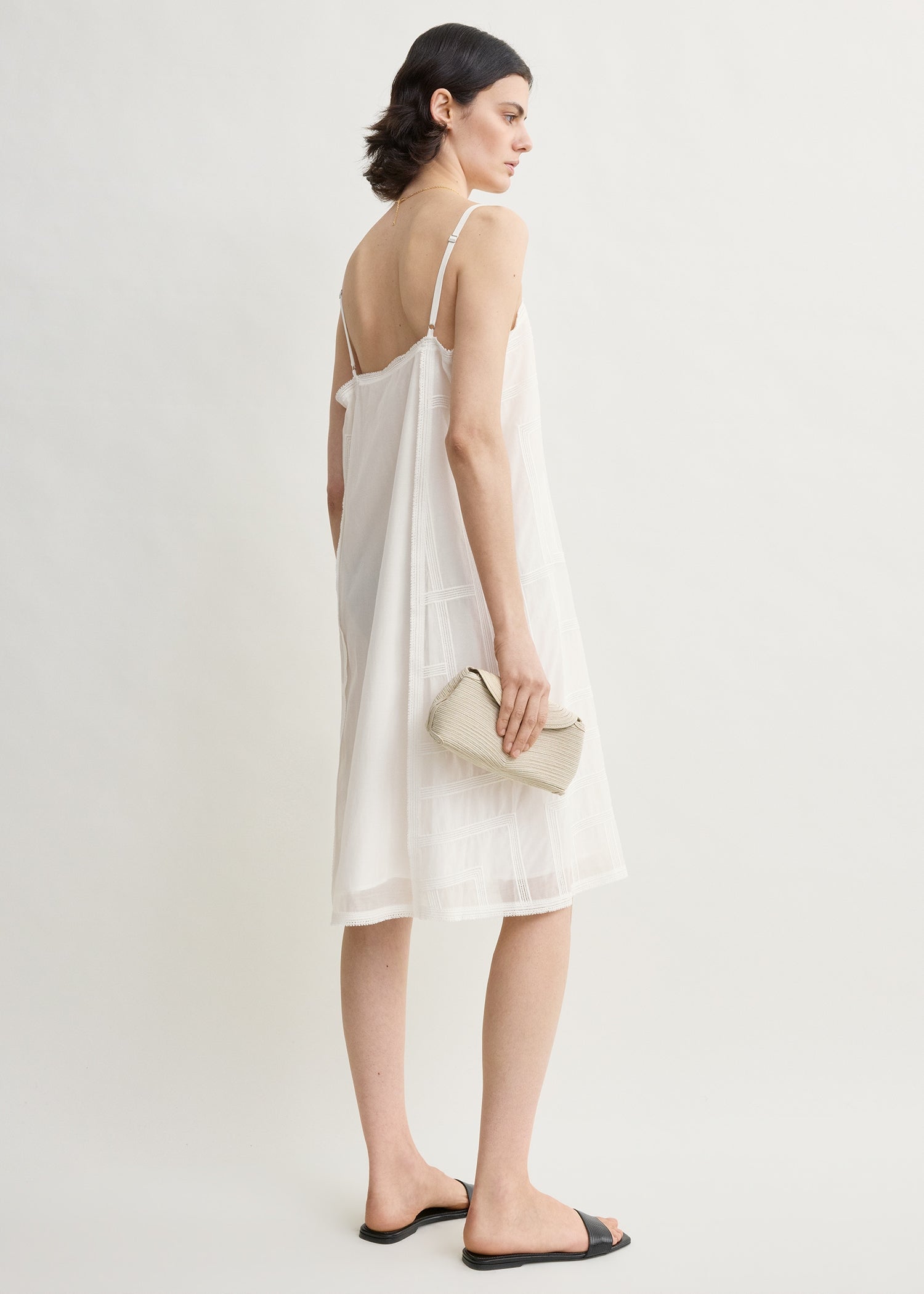 Monogram cotton voile dress white – TOTEME