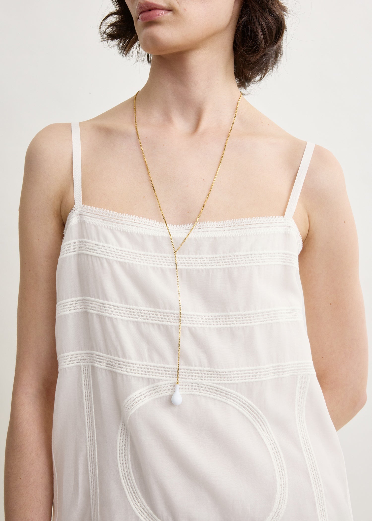 Monogram cotton voile dress white