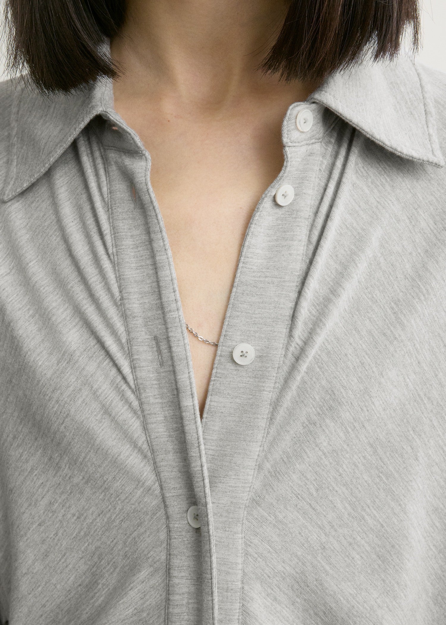 Slouch jersey shirtdress pale grey mélange