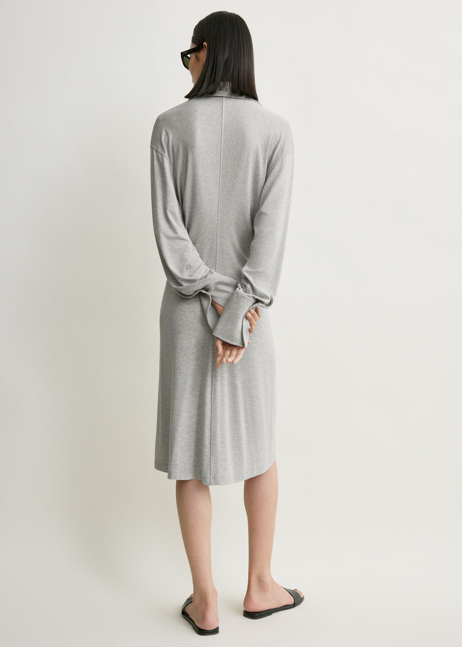 Slouch jersey shirtdress pale grey mélange