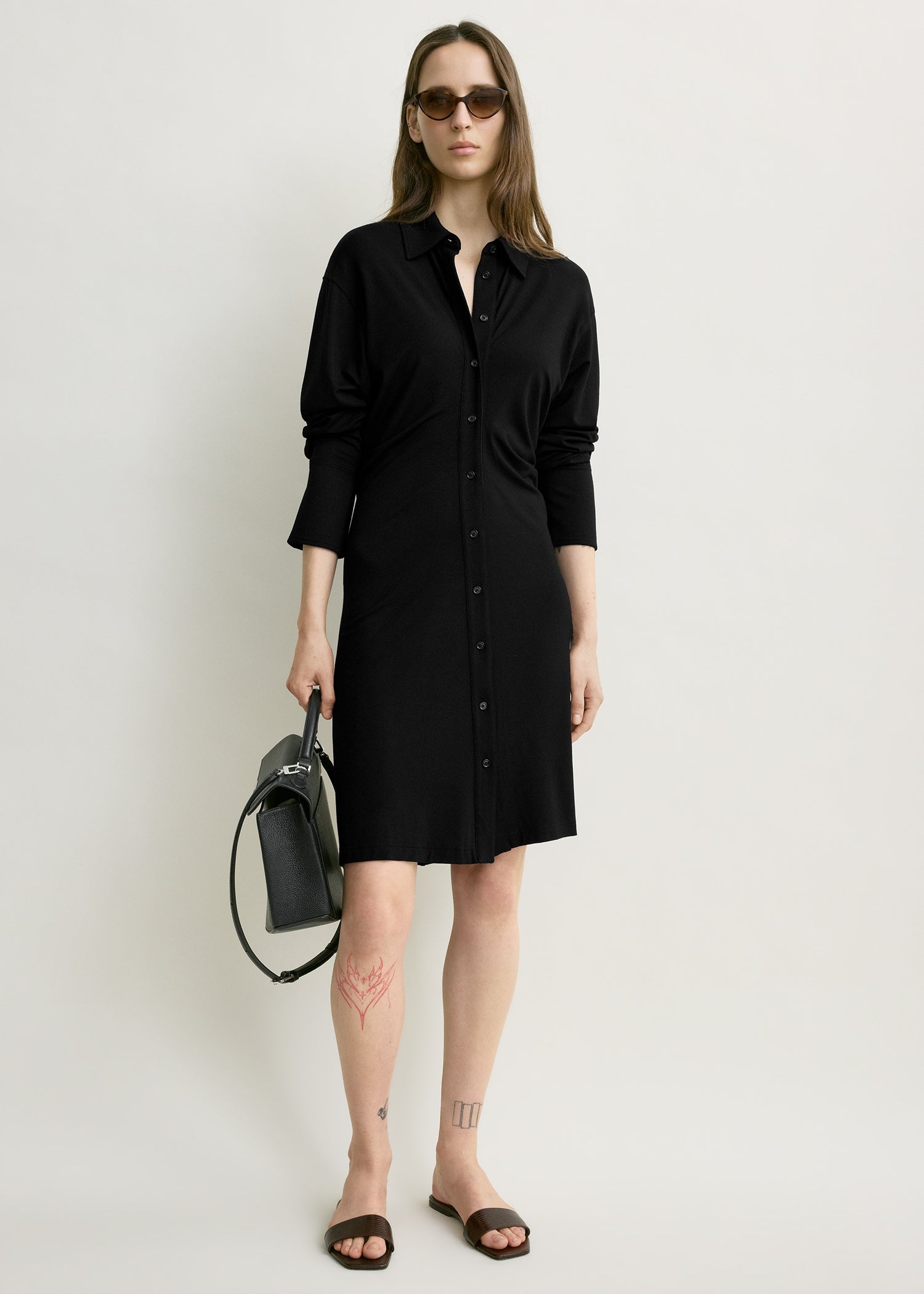 Slouch jersey shirtdress black