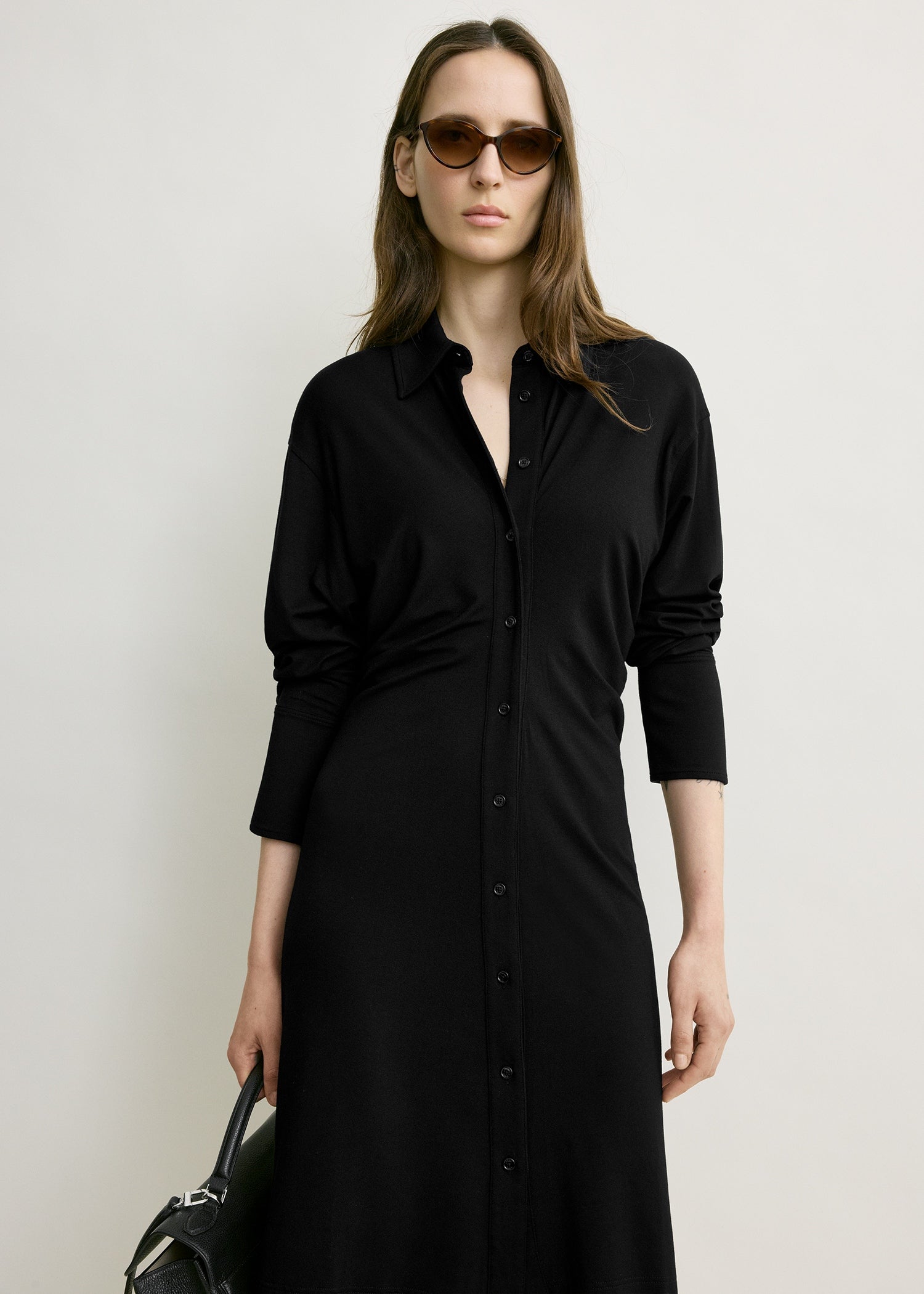 Slouch jersey shirtdress black