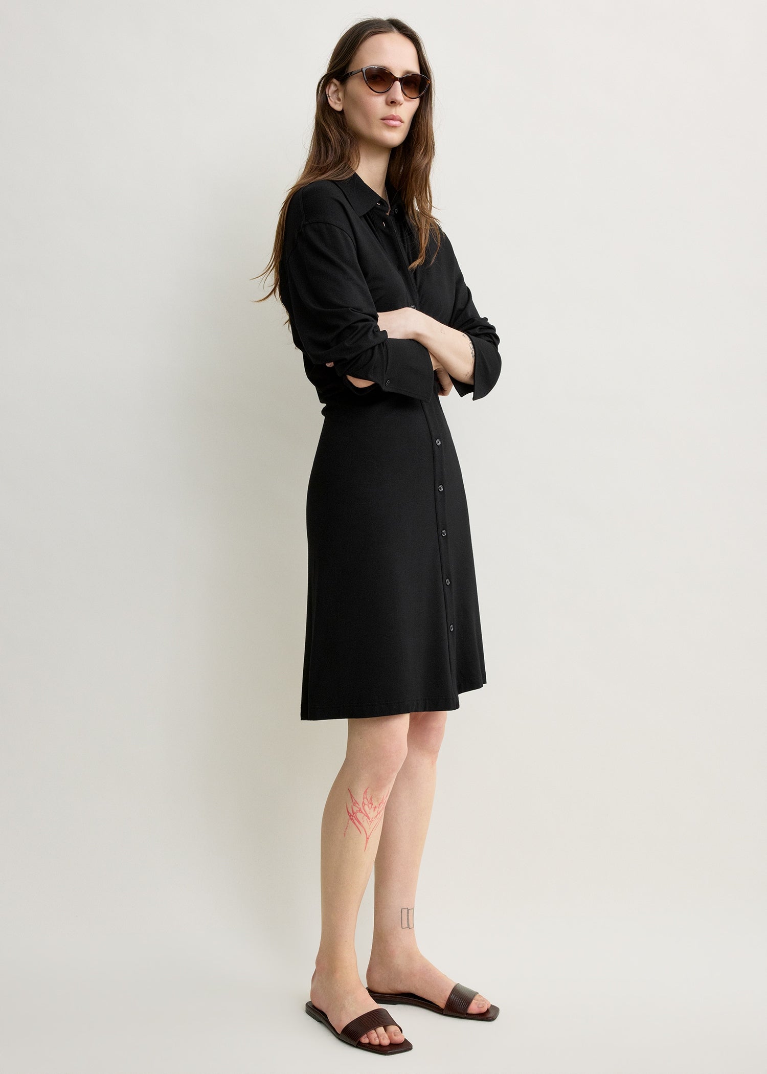 Slouch jersey shirtdress black