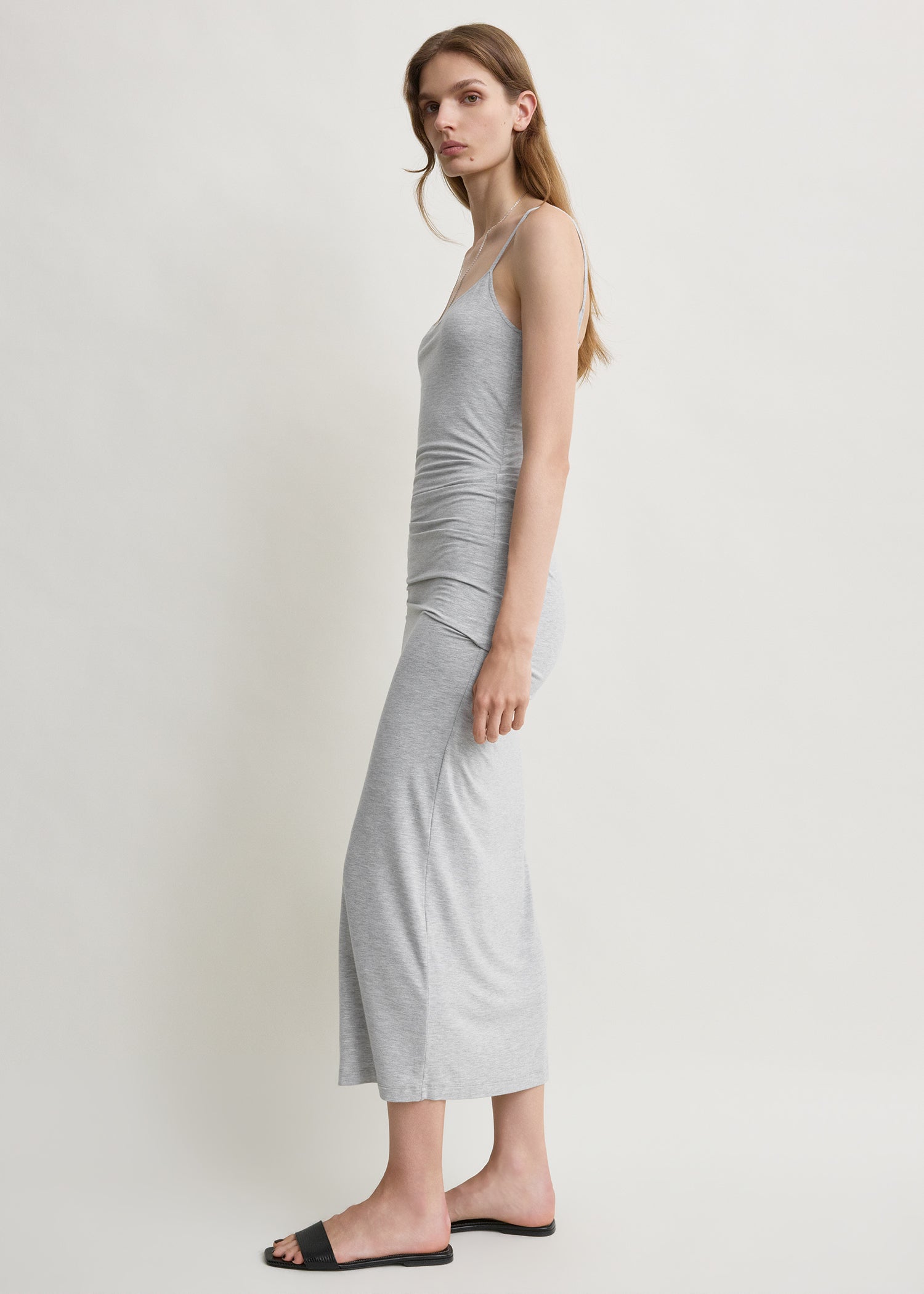Draped slip dress pale grey mélange