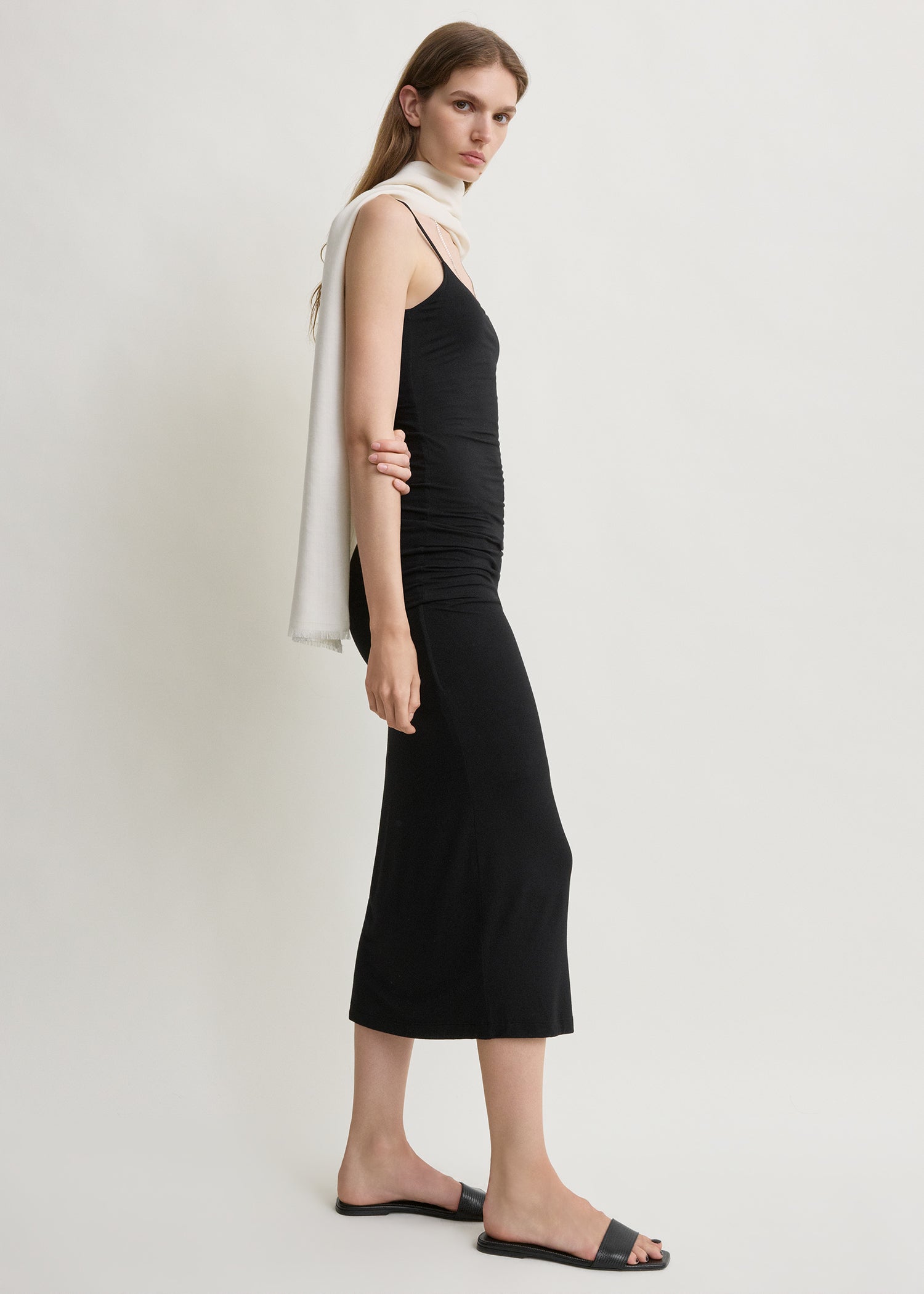 Draped slip dress black