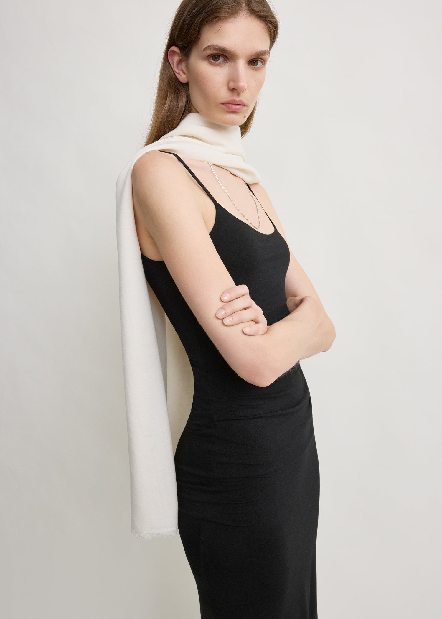Draped slip dress black