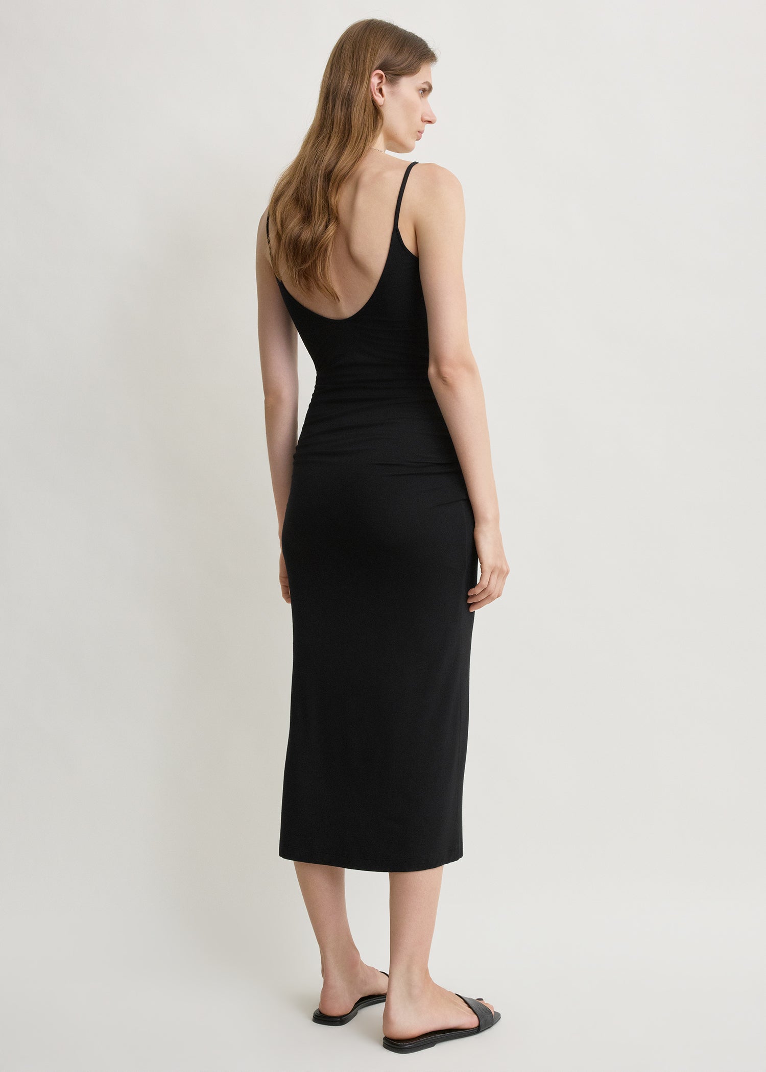 Draped slip dress black