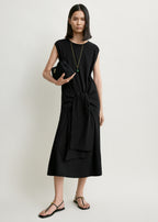 Tie-waist jersey dress black