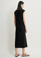 Tie-waist jersey dress black