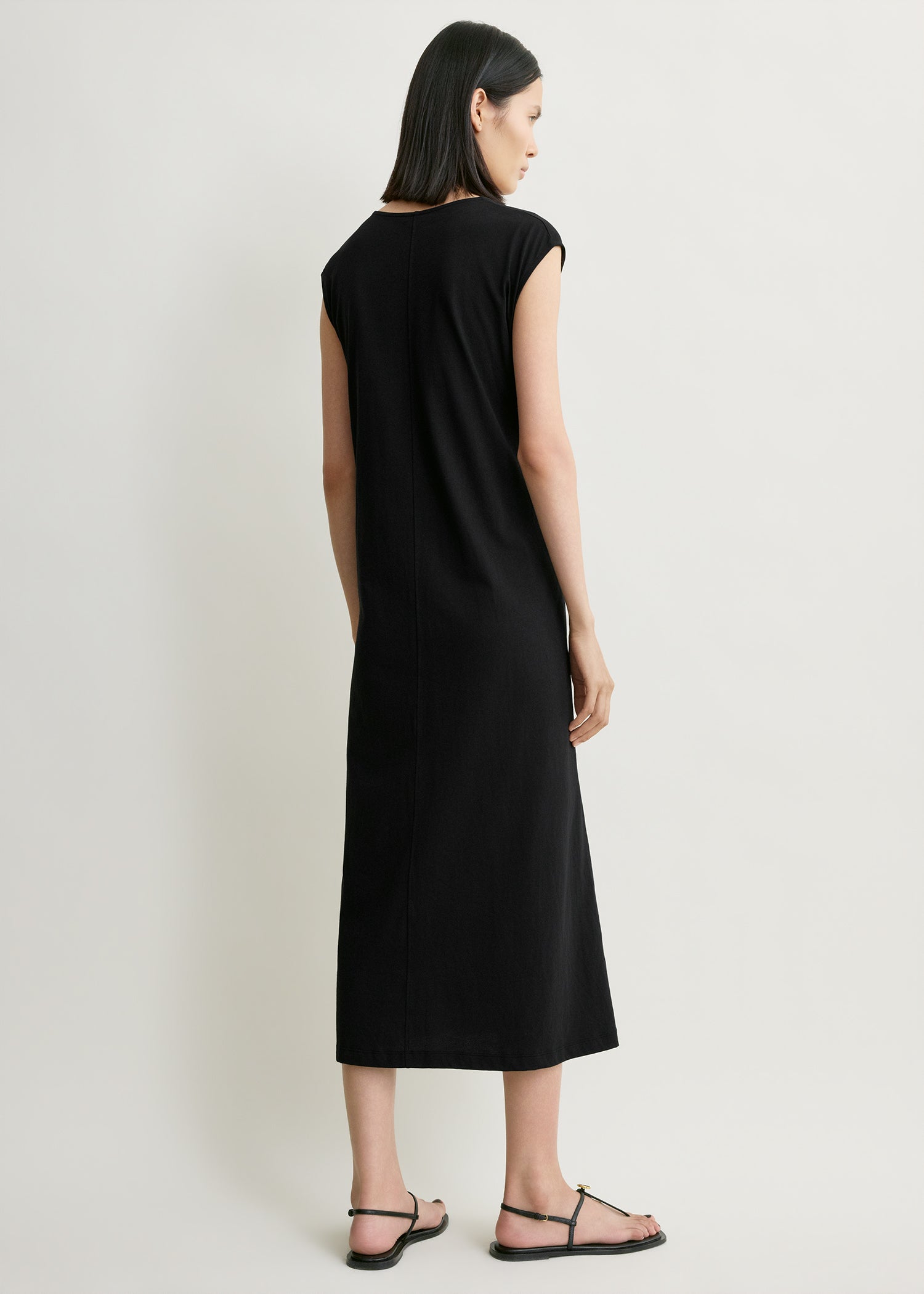 Tie-waist jersey dress black petite