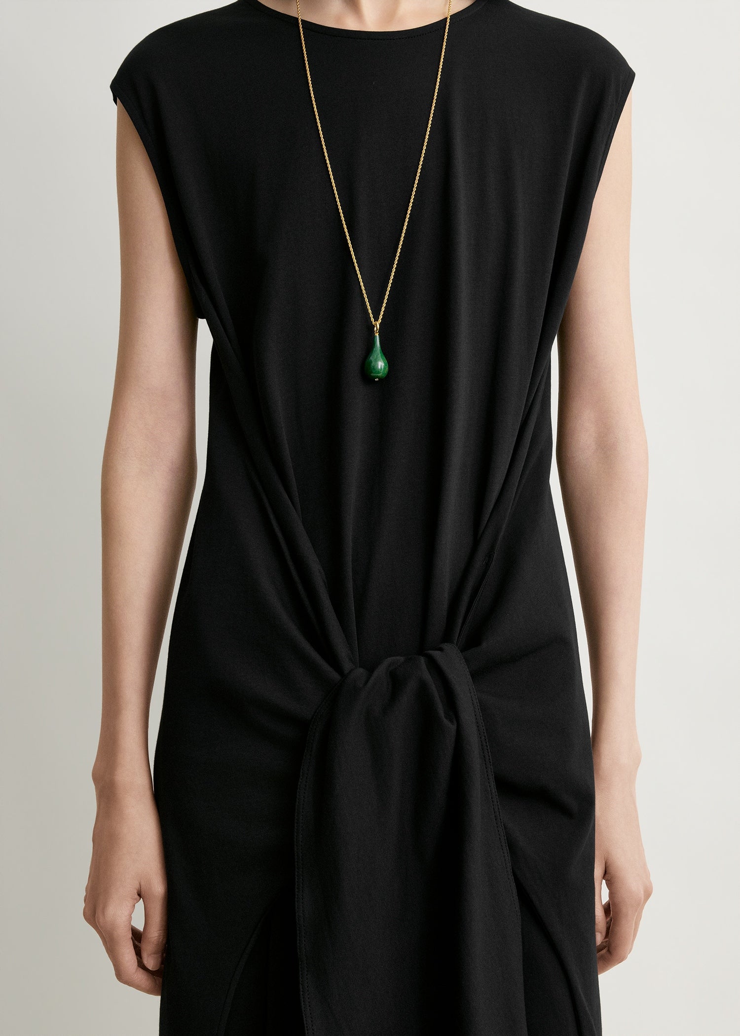 Tie-waist jersey dress black