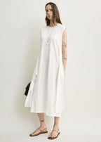 Tie-waist jersey dress off-white petite