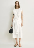 Tie-waist jersey dress off-white