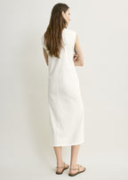 Tie-waist jersey dress off-white