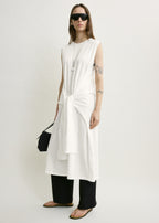 Tie-waist jersey dress off-white
