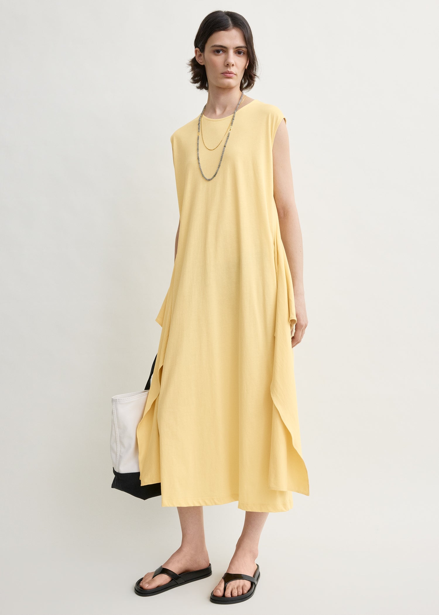 Tie-waist jersey dress buttercup
