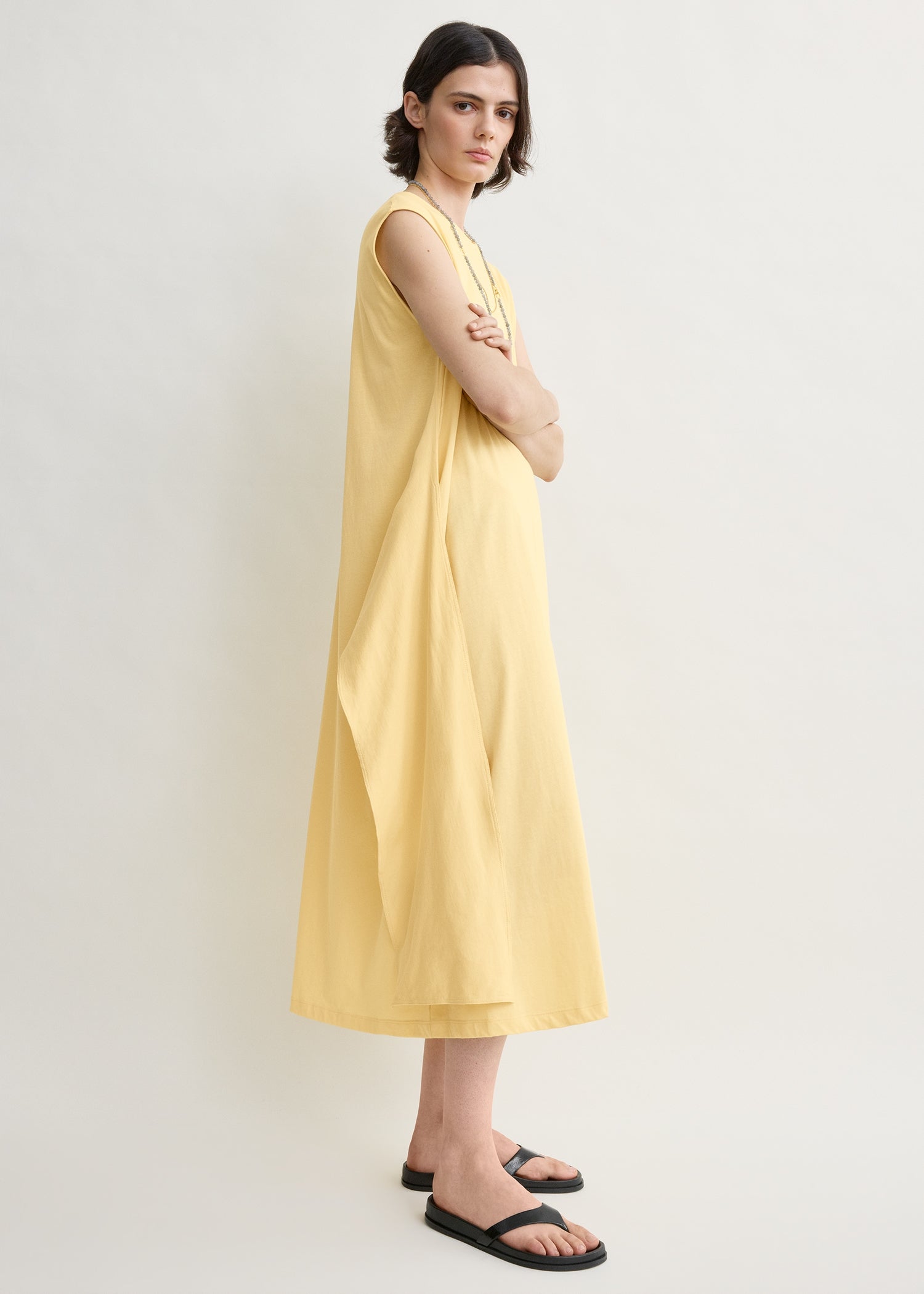 Toteme Tie-Waist Jersey Dress, Buttercup, Women's, XL