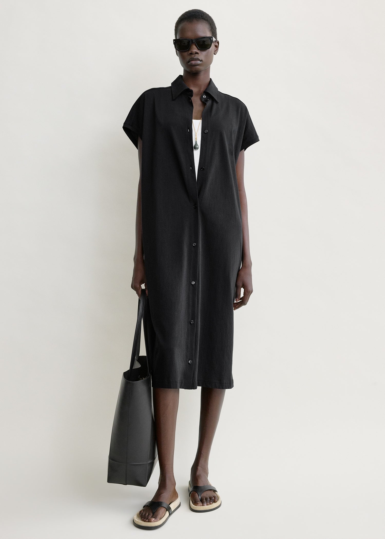Jersey shirtdress black