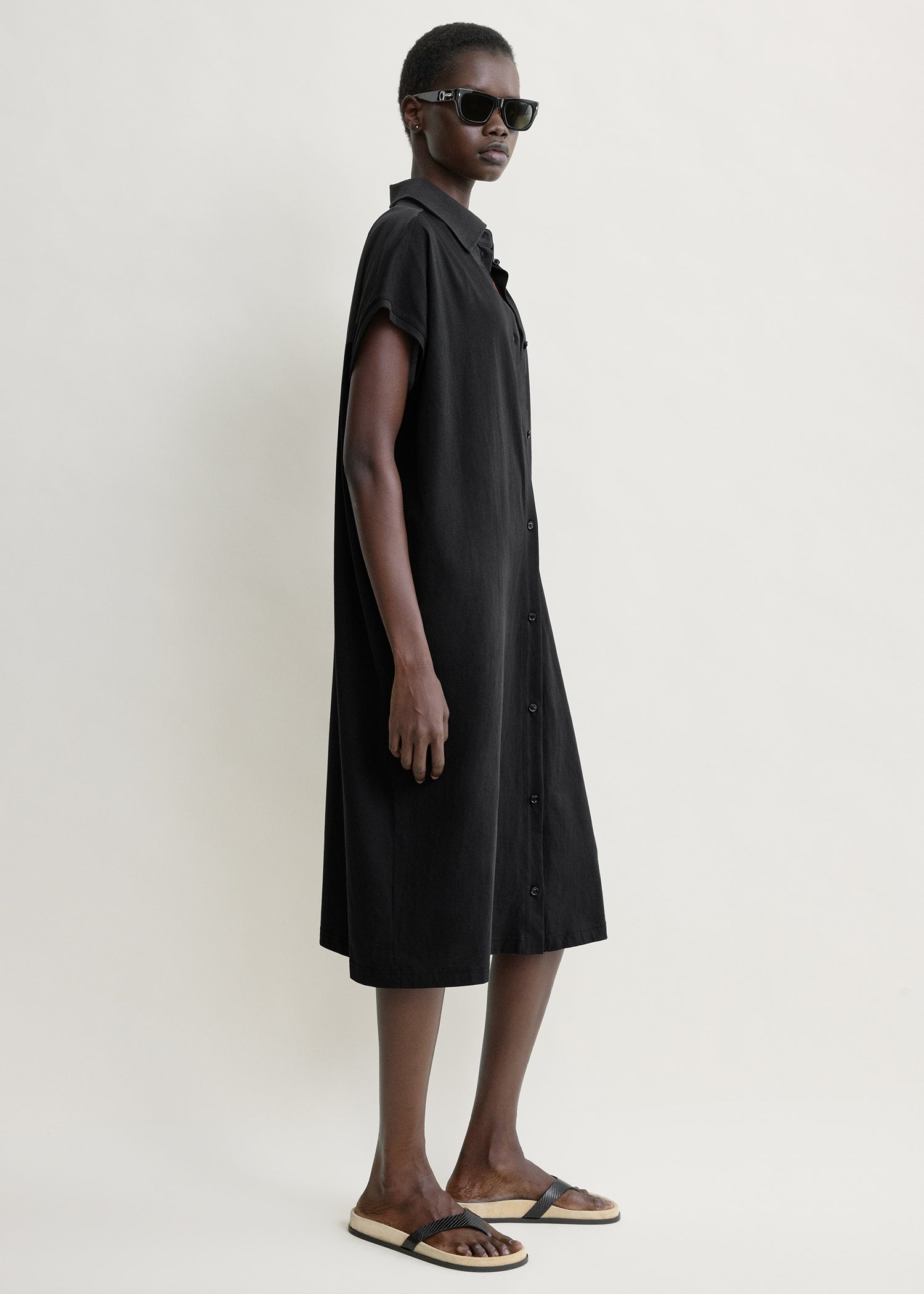 Jersey shirtdress black