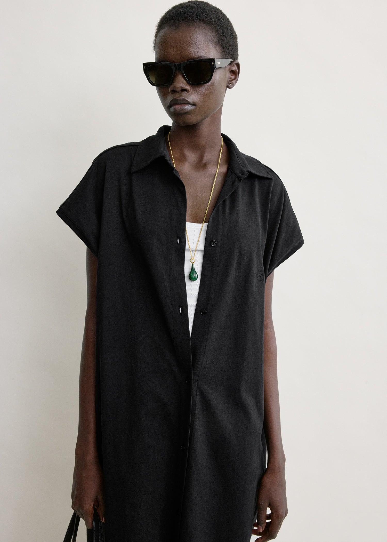 Jersey shirtdress black