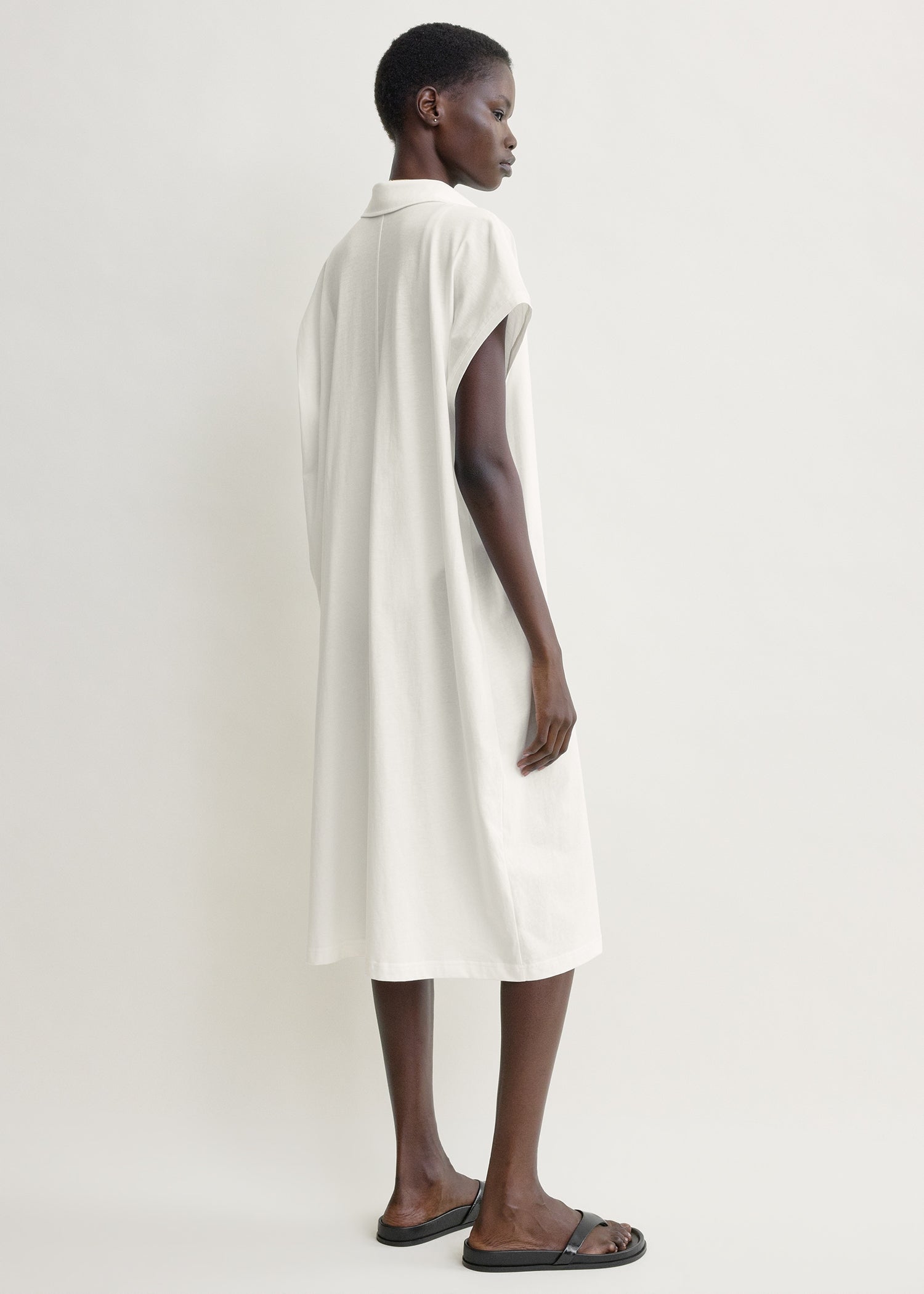Jersey shirtdress off-white