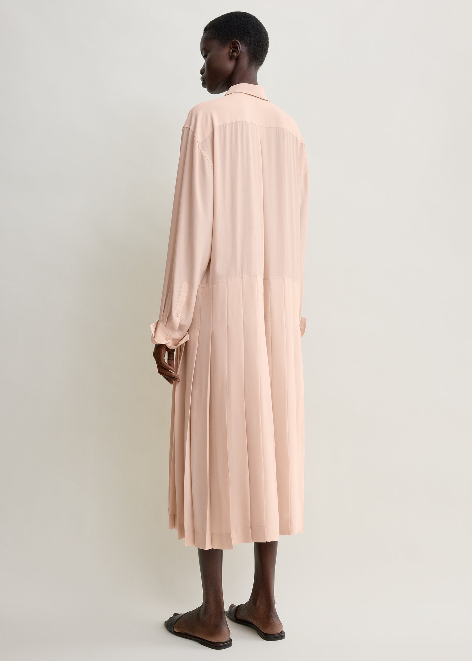Pleated shirtdress dusty pink