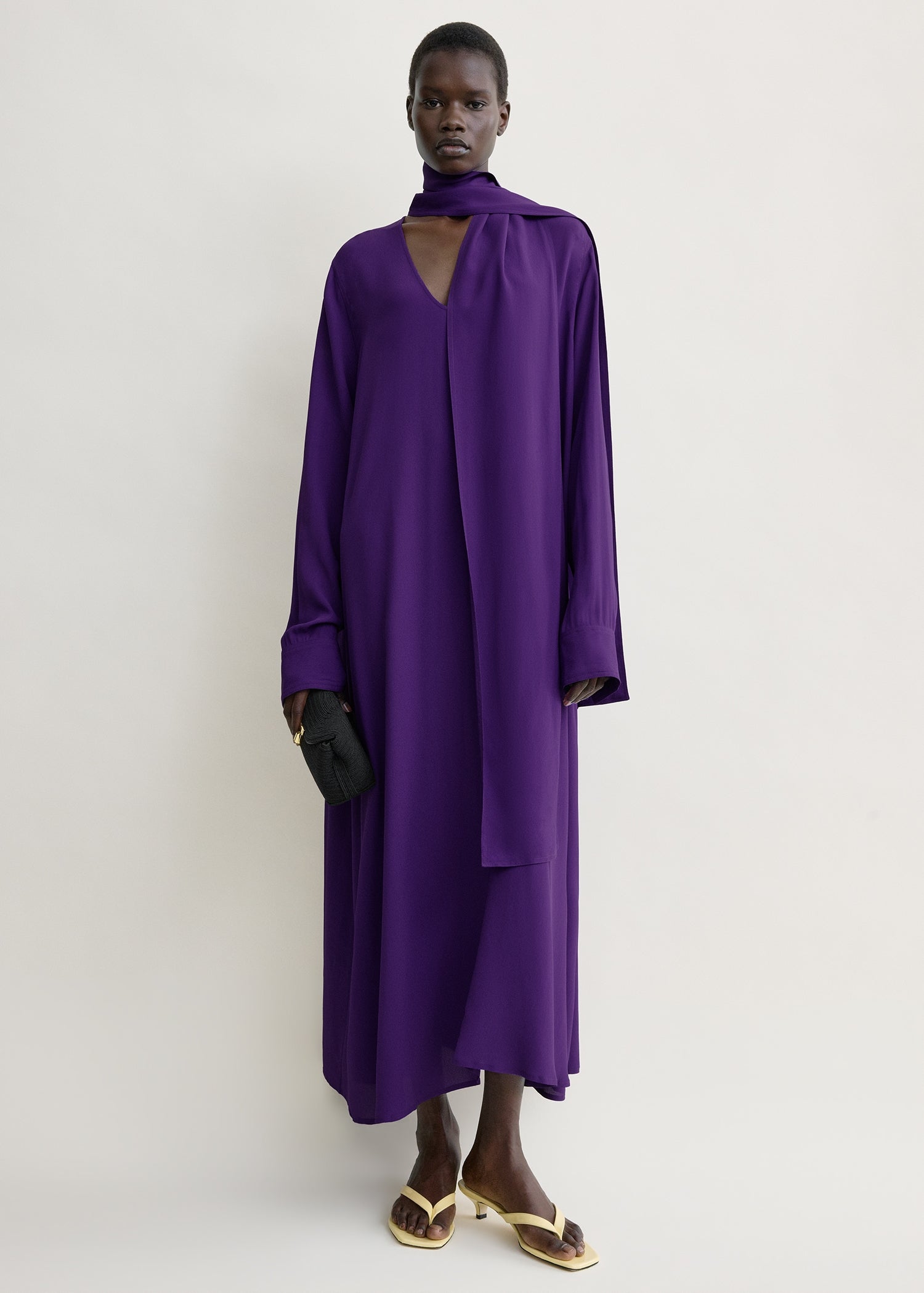 amethyst purple dress Cascade Gown Satin Gown- Amethyst with High Slit L evening summer essential Amethyst and Copper Double Duchess
