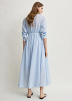 Belted cotton voile dress sky