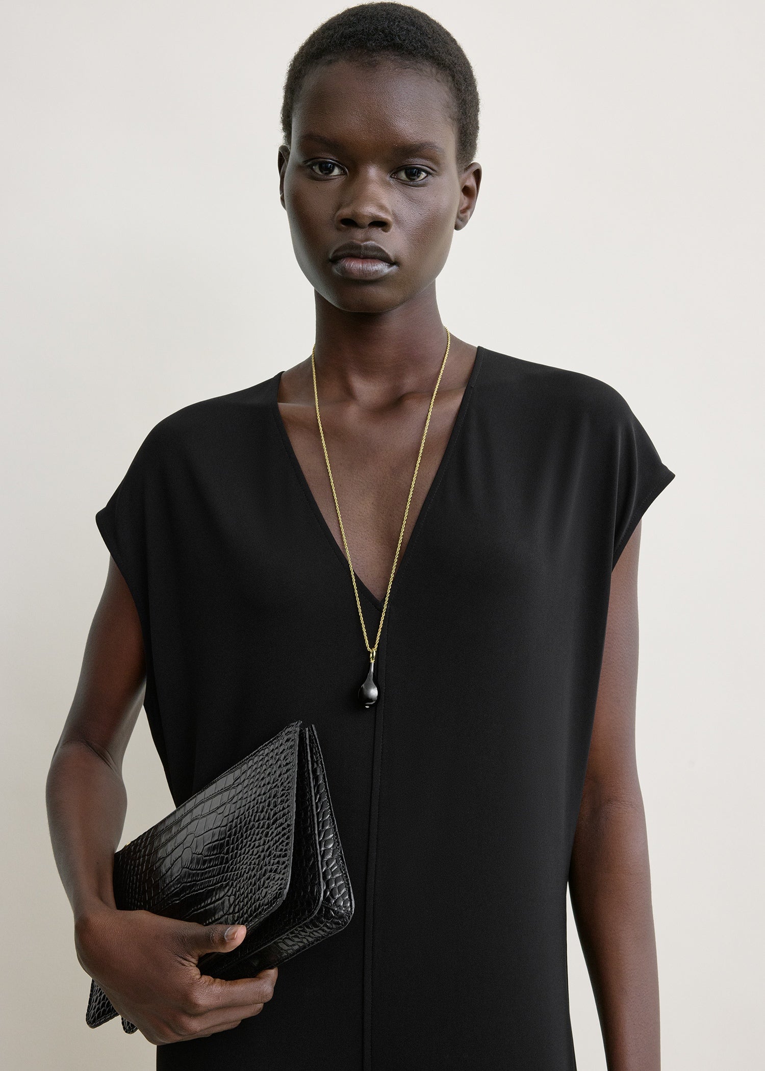 Toteme - V-neck Jersey Dress Black - S